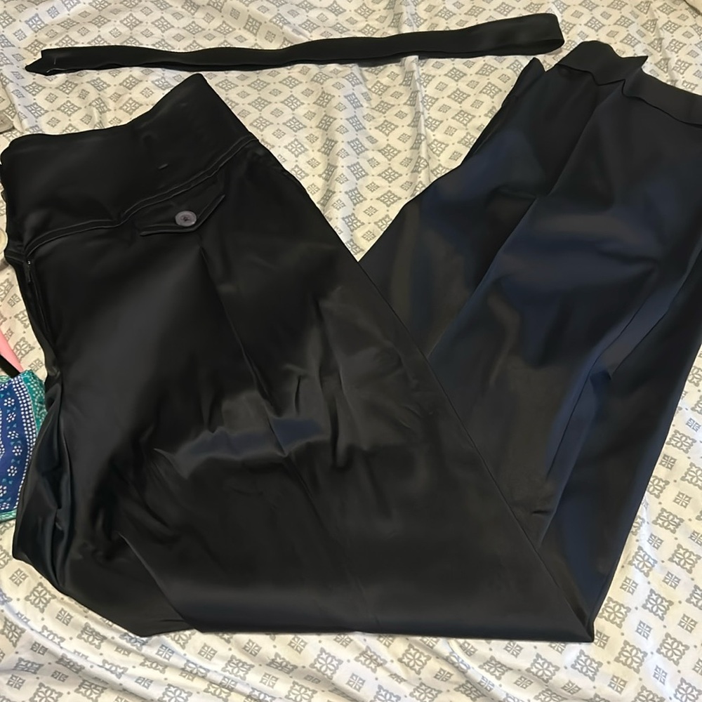 Paola Frani Black High Waist Wide Leg Pants - 10